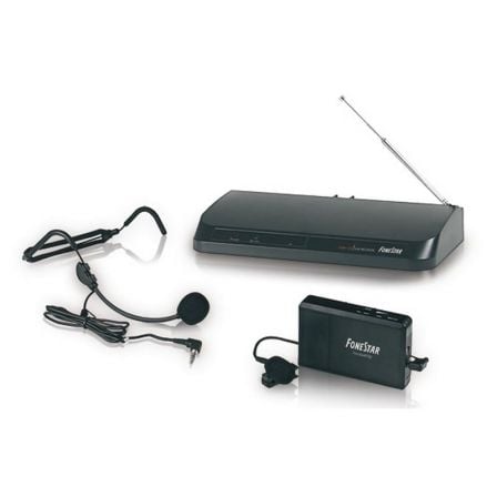 SISTEMA INALAMBRICO DE MICROFONOS EN VHF FONESTAR MSH-135 - SOLAPA Y CABEZA - CONDENSADOR ELECTRET UNIDIRECCIONAL - TRANSMISOR D