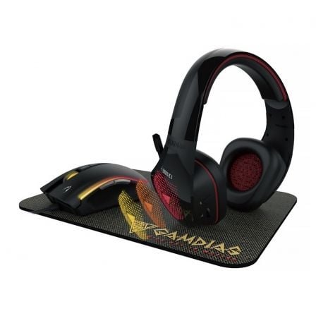 KIT GAMING GAMDIAS ARTEMIS - RATON OPTICO ZEUS E2 32000DPI - AURICULAR CON MICROFONO EROS E1 7 COLORES - ALFOMBRILLA NYX E1