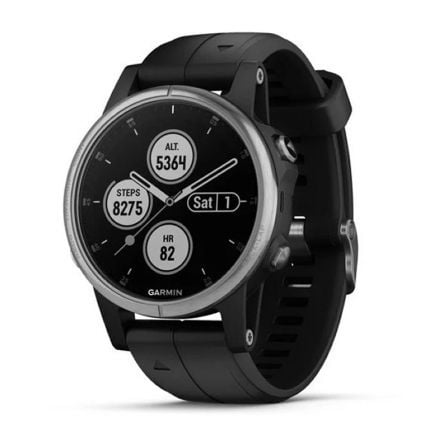 RELOJ DEPORTIVO CON GPS GARMIN FENIX 5S PLUS PLATA CON CORREA NEGRA - CARCASA 42MM - MULTISPORT - FRECUENCIA CARDIACA - NOTIFICA