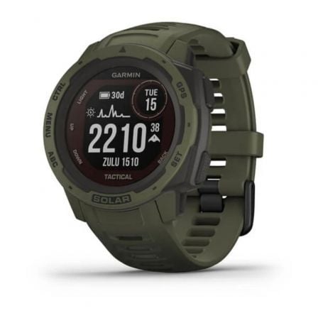 RELOJ DEPORTIVO CON GPS GARMIN INSTINCT SOLAR TACTICAL VERDE MILITAR - PANTALLA 23*23MM - CARGA SOLAR - FREC CARDIACA - PULSIOXI