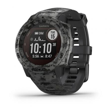 SMARTWATCH GARMIN INSTINCT SOLAR/ NOTIFICACIONES/ FRECUENCIA CARDIACA/ GPS/ CAMO GRAFITO