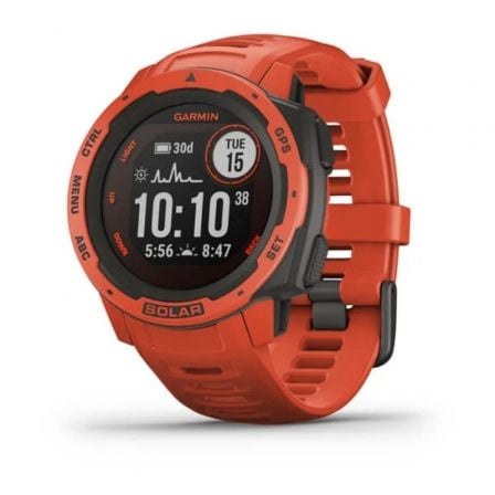 SMARTWATCH GARMIN INSTINCT SOLAR/ NOTIFICACIONES/ FRECUENCIA CARDIACA/ GPS/ ROJO