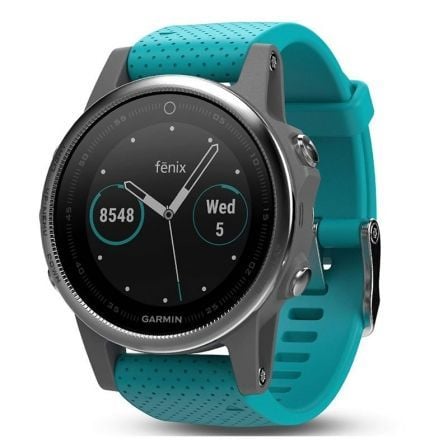 RELOJ INTELIGENTE GARMIN FENIX 5S PLATA CON CORREA TURQUESA - CARCASA 42MM - PANTALLA COLOR 2.79CM - BLUETOOTH - GPS - FRECUENCI