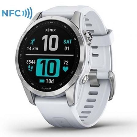 SMARTWATCH GARMIN FENIX 7S/ NOTIFICACIONES/ FRECUENCIA CARDIACA/ GPS/ PLATA Y BLANCO