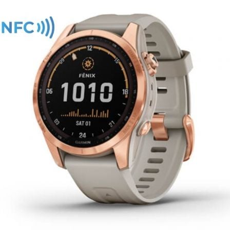 SMARTWATCH GARMIN FENIX 7S SOLAR/ NOTIFICACIONES/ FRECUENCIA CARDIACA/ GPS/ ORO ROSA Y BEIGE