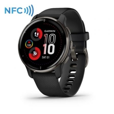 SMARTWATCH GARMIN VENU 2 PLUS/ NOTIFICACIONES/ FRECUENCIA CARDIACA/ GPS/ NEGRO PIZARRA