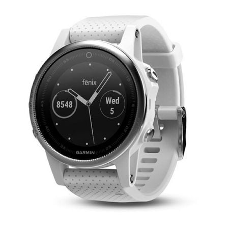 RELOJ DEPORTIVO CON GPS GARMIN FENIX 5S PLATA CON CORREA BLANCA - CARCASA 42MM - LENTE CRISTAL - TECNOLOGIA ELEVATE DE FRECUENCI