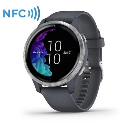 SMARTWATCH GARMIN VENU/ NOTIFICACIONES/ FRECUENCIA CARDIACA/ GPS/ AZUL GRANITO Y PLATA