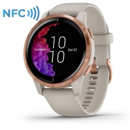 SMARTWATCH GARMIN VENU/ NOTIFICACIONES/ FRECUENCIA CARDIACA/ GPS/ BEIGE Y ORO ROSA