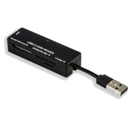 LECTOR DE TARJETAS EXTERNO GEBL 30023 - SOPORTA MICRO SD/SD/MMC/RS MMC/MS/MS PRO/MS DUO/ M2 - USB 2.0