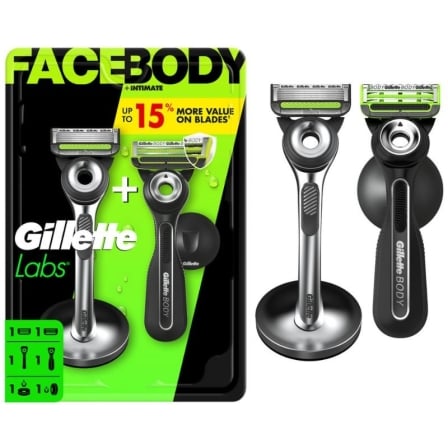 PACK DE 2 CUCHILLAS DE AFEITAR GILLETTE GILLETTELABS FACEBODY + INTIMATE | Cuchillas de afeitar