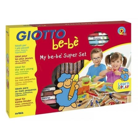 SUPER SET GIOTTO BE-BE CON 6 LAPICES, 1 SACAPUNTAS MAXI, 8 ROTULADORES, 3 BOTES PASTA PARA JUGAR, 4 ACCESORIOS PARA MODELAR Y LI