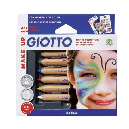 SET 6 UNIDADES LAPICES MAQUILLAJE PARA NINOS GIOTTO, LAVABLES, CERA NATURAL DE ABEJA, SIN GLUTEN, DERMATOLOGICAMENTE TESTADOS, I