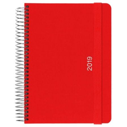 AGENDA GRAFOPLAS ESPIRAL - SERIE TELA - COLOR ROJO 15X21CM - DIA POR PAGINA DE ENERO A DICIEMBRE 2019 | Agendas