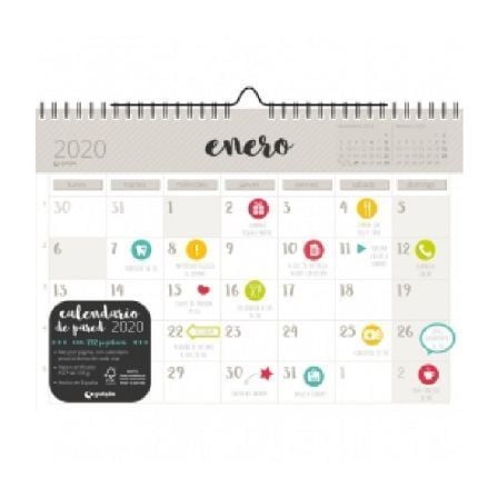 CALENDARIO DE PARED 2020 GRAFOPLAS 09112408 - DIN A-4 - MES PAGINA - CALENDARIO ANUAL AL DORSO - 192 PEGATINAS - 135G/M2 - 297*2 | Agendas