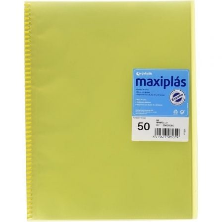 CARPETA CON 50 FUNDAS GRAFOPLAS MAXIPLAS 39835060/ A4/ AMARILLO | Carpetas