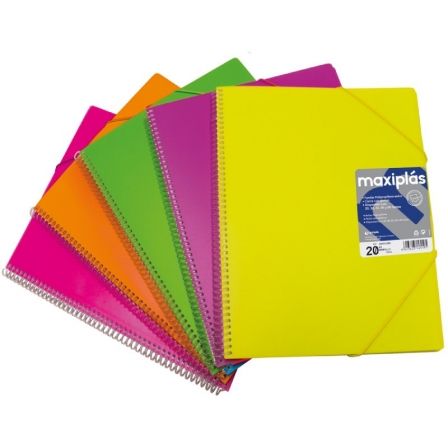 CARPETA CON 50 FUNDAS INTERIORES GRAFOPLAS 39835625 MAXIPLAS PP FLUORGRAF VERDE - POLIPROPILENO - CUBIERTAS FORRADAS - CIERRE CO | Carpetas