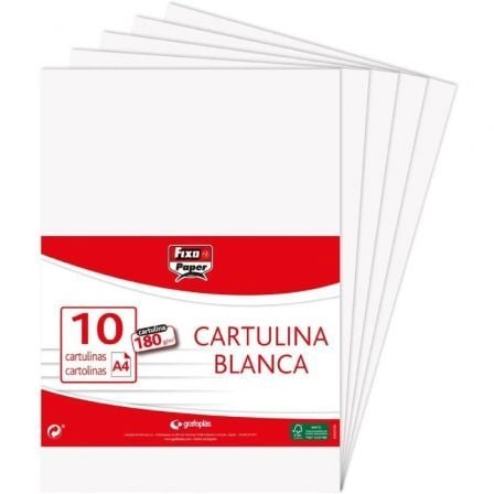 PACK 10 CARTULINAS GRAFOPLAS FIXO PAPER 11110170/ DIN A4/ 180G/ BLANCA | Manualidades