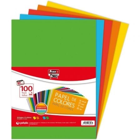 PAPEL GRAFOPLAS FIXO PAPER 00650097/ DIN A4/ 80G/ 100 HOJAS/ COLORES INTENSOS