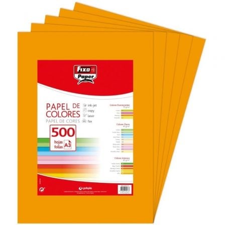 PAPEL GRAFOPLAS FIXO PAPER 65009156/ DIN A3/ 75G/ 500 HOJAS/ NARANJA FLUORESCENTE