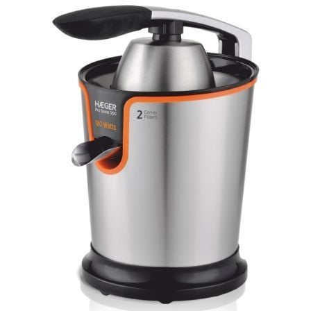 EXPRIMIDOR HAEGER PRO JUICE 160W - MOVIMIENTO BIDIRECCIONAL - 2 CONOS - ASA/CUERPO Y FILTRO EN ACERO INOX - PIEZAS LAVABLES EN L