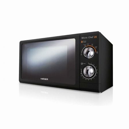 MICROONDAS HAEGER MICRO CHEF NEGRO Y CROMADO - 700W - 20L 6 NIVELES DE POTENCIA - FUNCION DESCONGELACION - TEMPORIZADOR