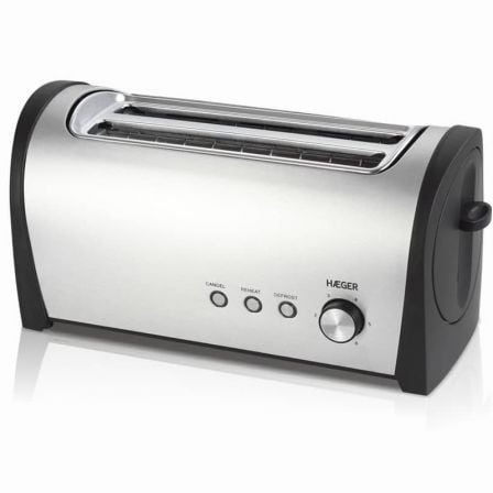 TOSTADOR DE PAN HAEGER DESAYUNO PLUS 1400W - 2 RANURAS LARGAS - 6 POSICIONES TOSTADO - FUNC. RECALENTADO/ DESCONGELADO - EXTERIO