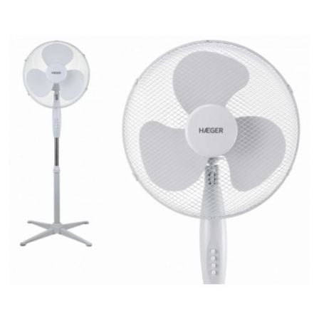 VENTILADOR DE PIE HAEGER CROSS WIND BL - 45W - O40CM - 3 VELOCIDADES - ALTURA REGULABLE (130CM) - PIE CON ESTRUCTURA REFORZADA A