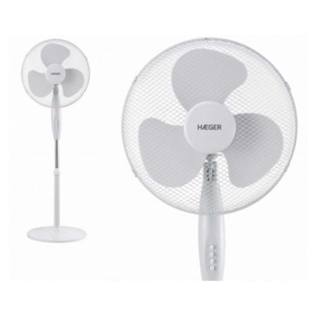 VENTILADOR DE PIE HAEGER ROUND WIND - 45W - BASE REDONDA - O40CM - 3 VELOCIDADES - ALTURA REGULABLE (130CM) - PIE ANTIDESLIZANTE