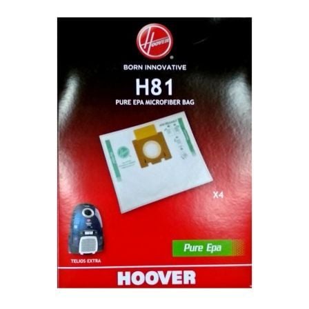 BOLSA PURE HEPA HOOVER H81 PARA ASPIRADOR TELIOS EXTRA - 4 UNIDADES