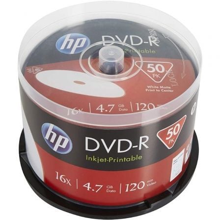 DVD-R HP DME00025WIP-3 INKJET PRINTABLE 16X/ TARRINA-50UDS
