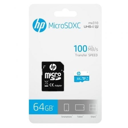 TARJETA MICROSD XC + ADAPTADOR HP HFUD064-1U1BA - 64GB - CLASE 10 - 100MB/S