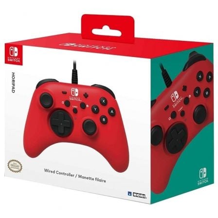 GAMEPAD CON CABLE HORI HORIPAD PARA NINTENDO SWITCH/ ROJO