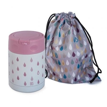 TERMO INFANTIL IRIS KIDS GOTAS ROSA 8370-IR/ CAPACIDAD 350ML/ PARA SOLIDOS/ BOLSA