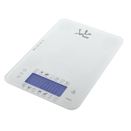 BASCULA DE COCINA DIETETICA JATA 762 - HASTA 5KG - PRECISION 1G - FUNCION TARA - ANALIZA CALORIAS/HIDRATOS DE CARBONO DE 14 ALIM