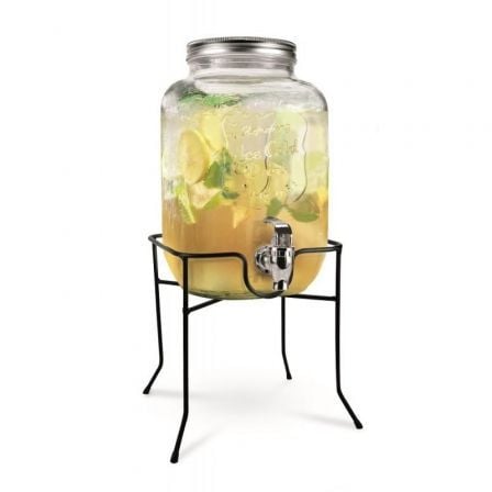 DISPENSADOR DE BEBIDAS CON SOPORTE JOCCA 1252 - DISPENSADOR CRISTAL 4L - TAPA DE ROSCA - GRIFO INTEGRADO - 17*17*39 CM