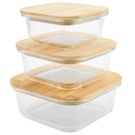 PACK DE 3 RECIPIENTES RECTANGULARES DE CRISTAL JOCCA 2064 | Menaje de cocina