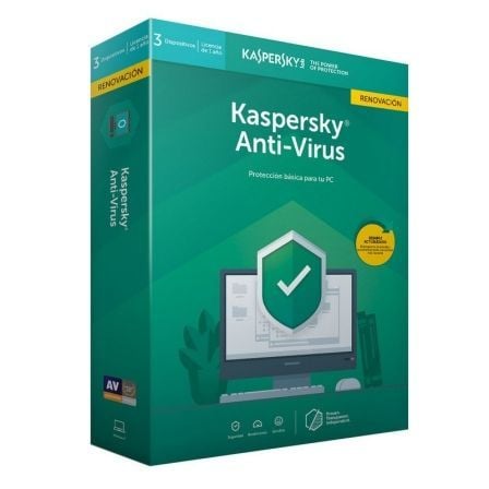 ANTIVIRUS KASPERSKY 2019 - RENOVACION 3 LICENCIAS / 1 ANO - NO CD - PROTEGE FRENTE A VIRUS / SPYWARE / TROYANOS - FACIL DE CONFI