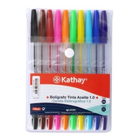 BOLIGRAFOS DE TINTA DE ACEITE KATHAY 86210199/ 10 UNIDADES/ COLORES SURTIDOS