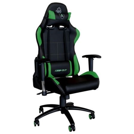 SILLA GAMER KEEP-OUT XS200PROG VERDE - BASE METAL - AJUSTE ALTURA - AJUSTE ANGULO TRASERO - APOYABRAZOS 2D - CILINDRO DE GAS CLA