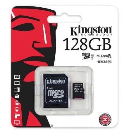 TARJETA MICROSD XC + ADAPTADOR KINGSTON - 128GB - CLASE 10 - 45MB/S