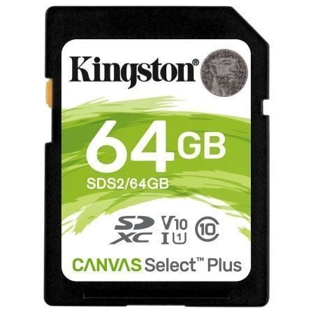 TARJETA DE MEMORIA KINGSTON CANVAS SELECT PLUS 64GB SD XC/ CLASE 10/ 100MBS | Tarjetas de memoria
