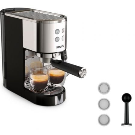 CAFETERA EXPRESO KRUPS VIRTUOSO/ 1400W/ 15 BARES/ PLATA