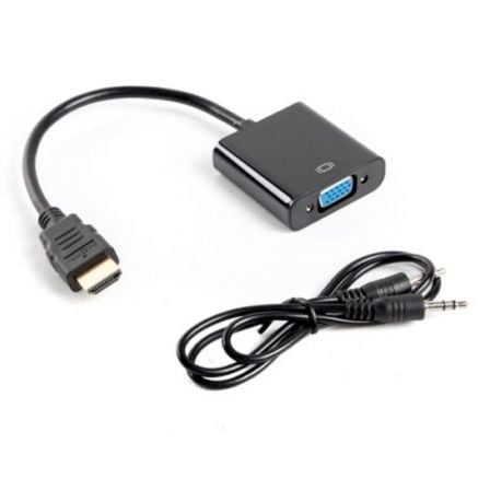 ADAPTADOR HDMI-A MACHO A VGA HEMBRA CON AUDIO LANBERG AD-0017-BK - RESOLUCION HASTA 1920X1200 - CABLE 20CM