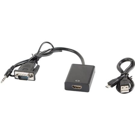 ADAPTADOR VGA MACHO A HDMI HEMBRA CON AUDIO LANBERG AD-0021-BK - RESOLUCION HASTA 1920X1080 - CABLE 20CM