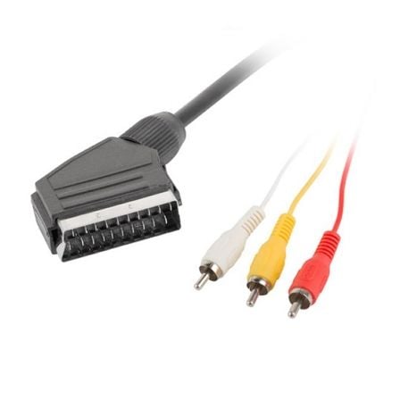 CABLE RCA A EUROCONECTOR LANBERG CA-EURC-10CC-0018-BK - 3*RCA MACHO / SCART MACHO - 1.8 METROS