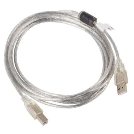 CABLE USB-A MACHO A USB-B MACHO LANBERG CA-USBA-12CC-0018-TR - FERRITA - TRANSPARENTE - 1.8 METROS