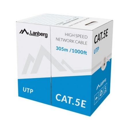 BOBINA DE CABLE LANBERG LCU5-10CC-0305-S - RJ45 - CAT5E - UTP - AWG24 - 305M - GRIS