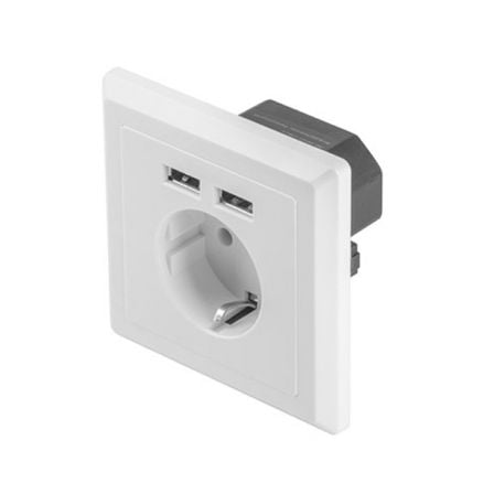 ROSETA DE PARED LANBERG AC-WS01-USB2-F/ 1 SCHUKO/ 2 USB 2.1