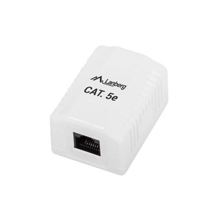 ROSETA DE PARED LANBERG OU5-0001-W - 1*RJ45 CAT.5E - CONECTORES IDC/LSA - PERMITE CABLES 26-22 AWG - BLANCO